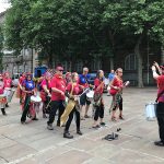 Worldwise Samba Drummers arrive on Flag Market